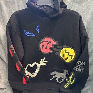 PacSun Black Hoodie with Colorful Graphics